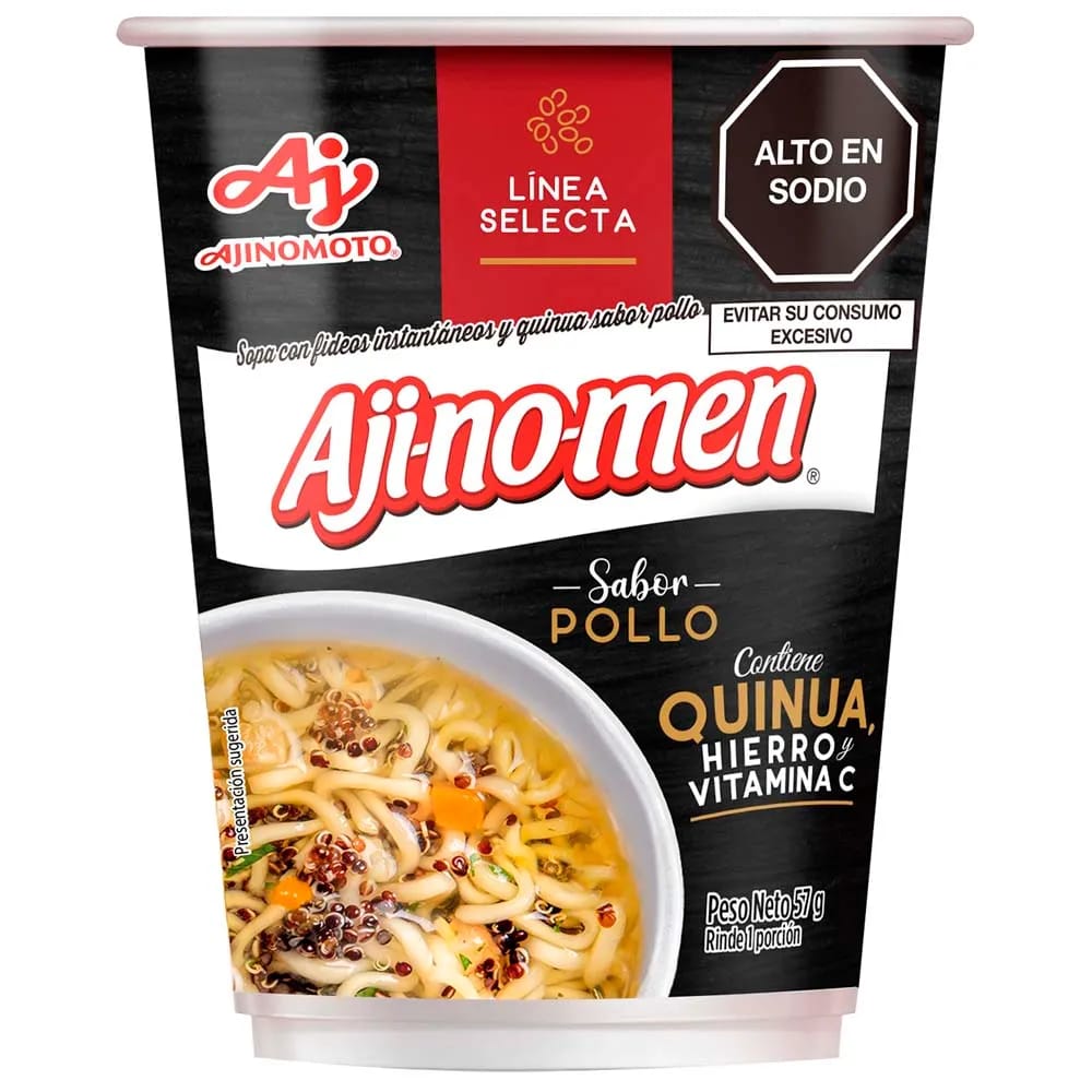 Sopa Instantánea AJINOMEN Sabor a Pollo con Quinua Vaso 57g