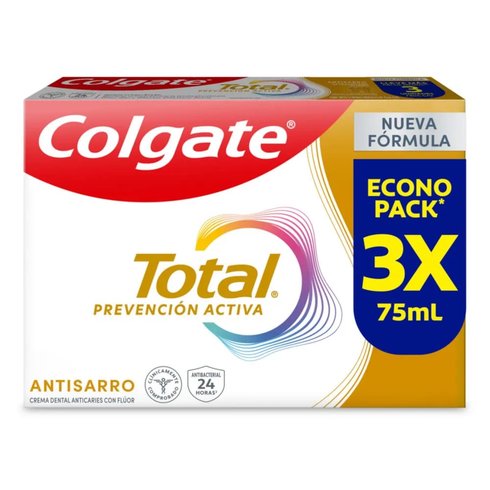 Pasta Dental COLGATE Total Antisarro Prevención Activa 3x75ml
