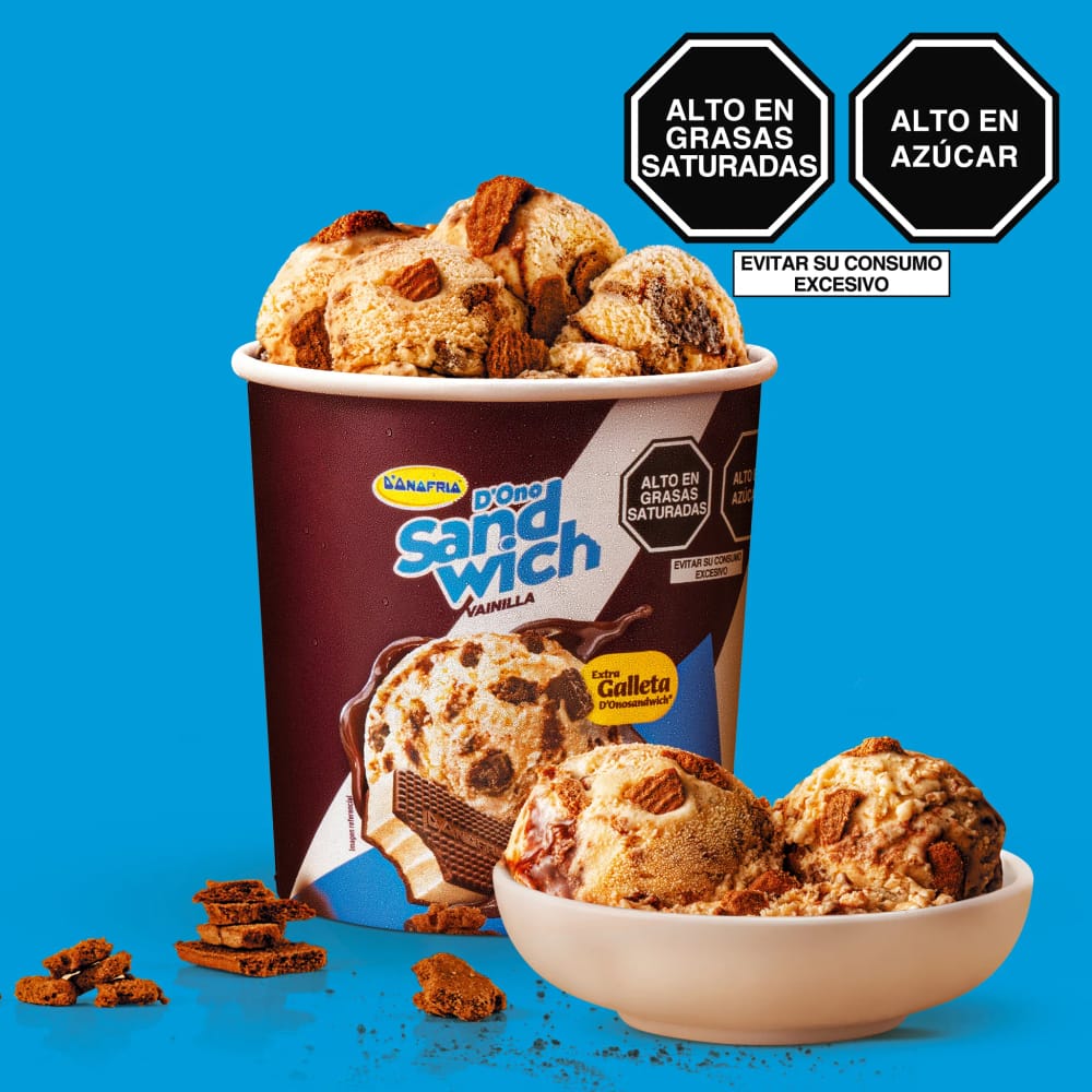 Helado D'ONOFRIO con Trozos de Galleta SANDWICH Pote 900ml