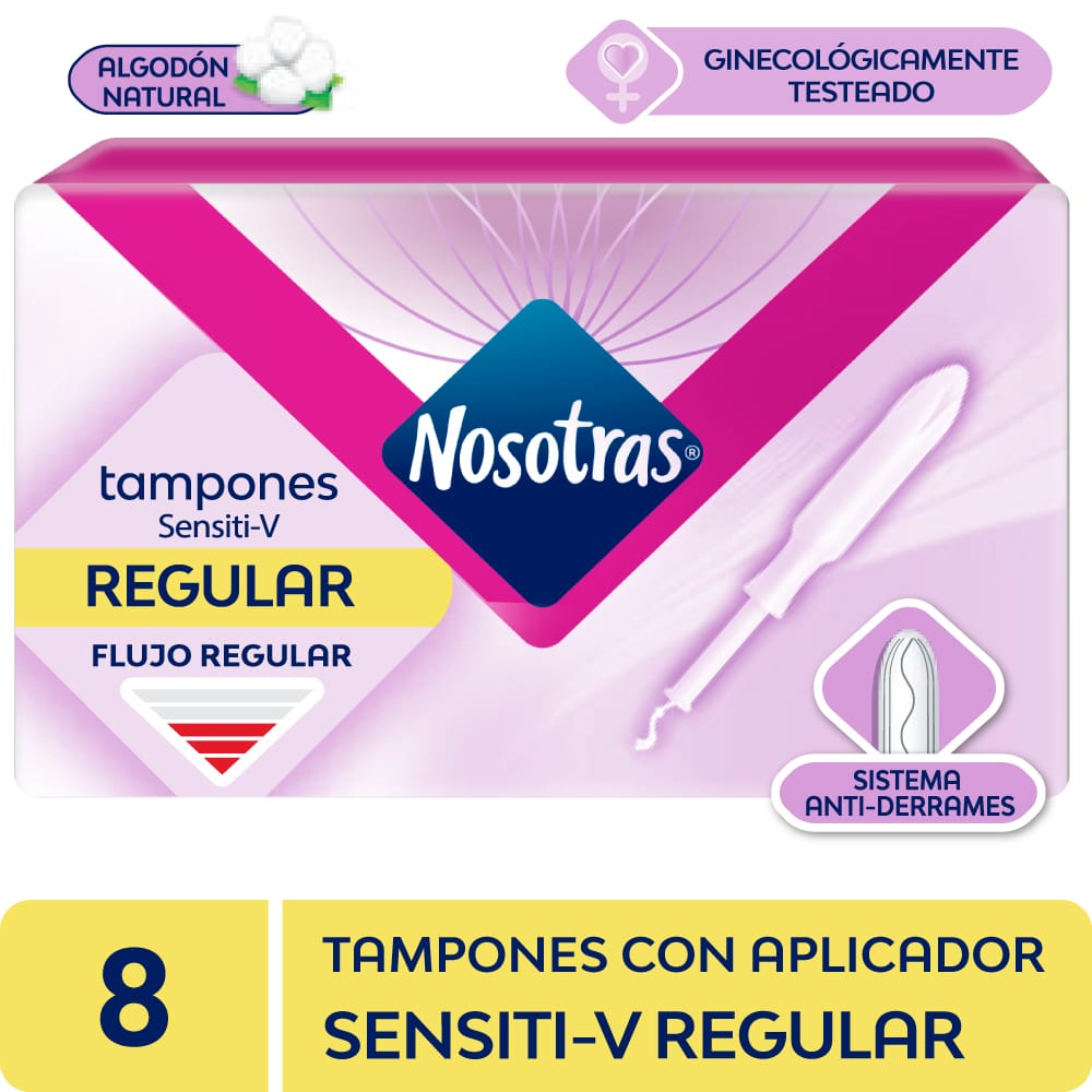 Tampones NOSOTRAS Sensitive Regular Con Aplicador Paquete 8un