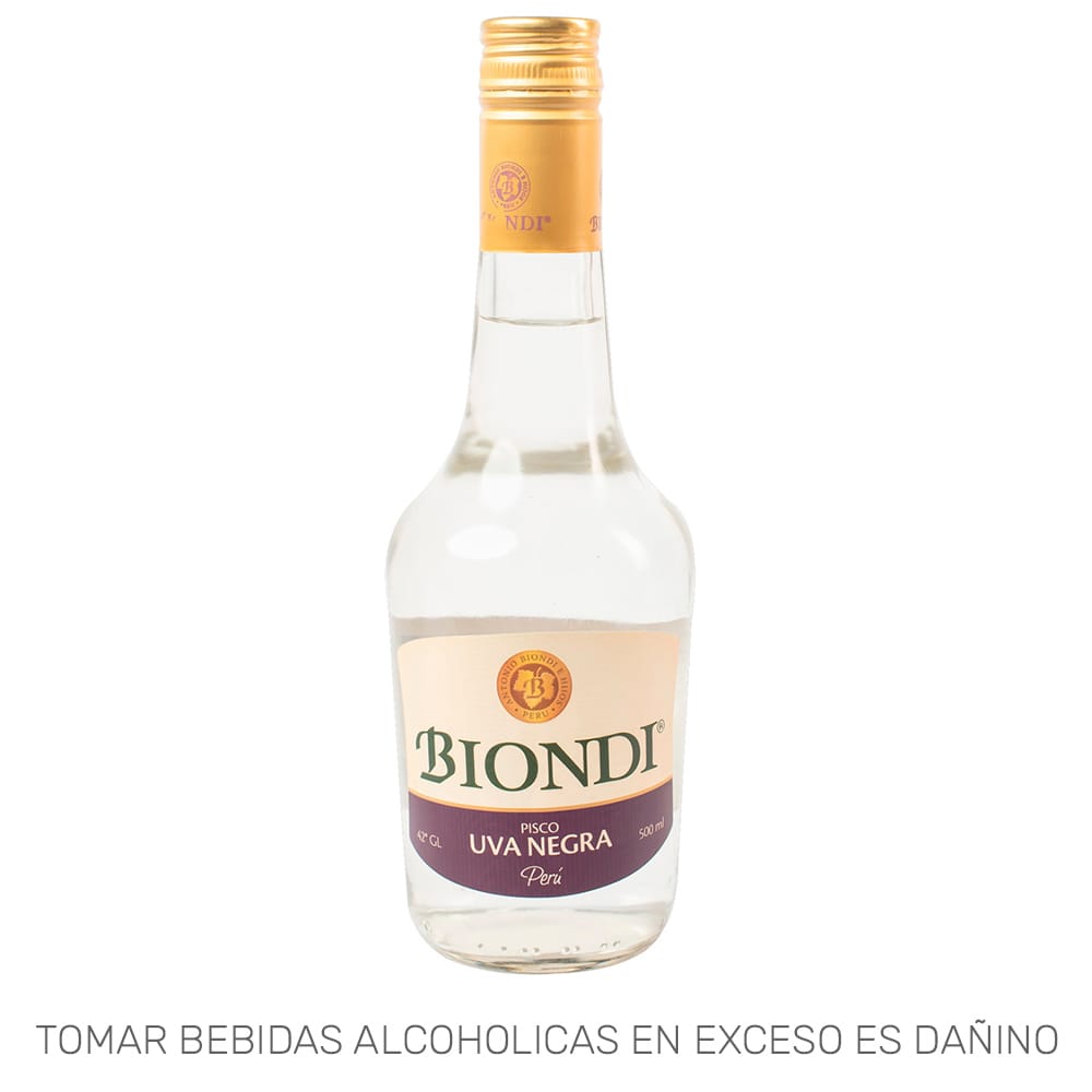 Pisco BIONDI Puro Negra Mollar Botella 500ml