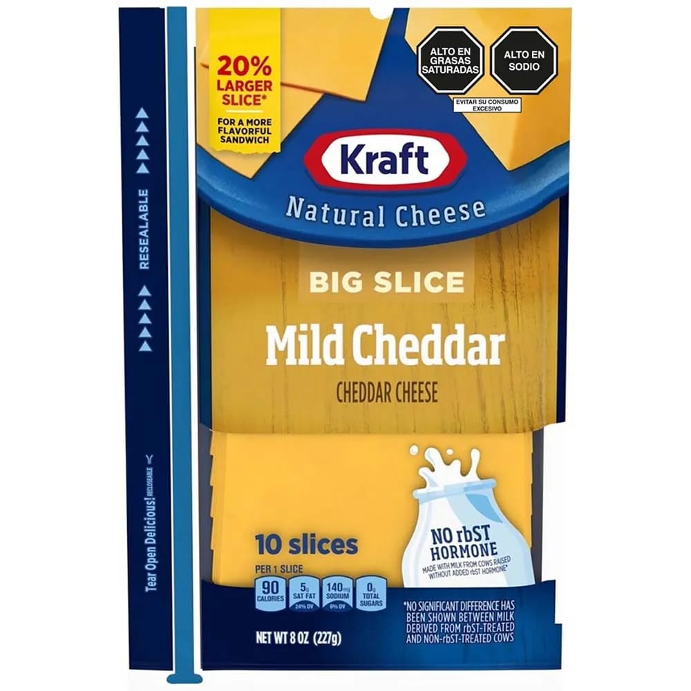 Queso Cheddar KRAFT Madurado en láminas Paquete 227g