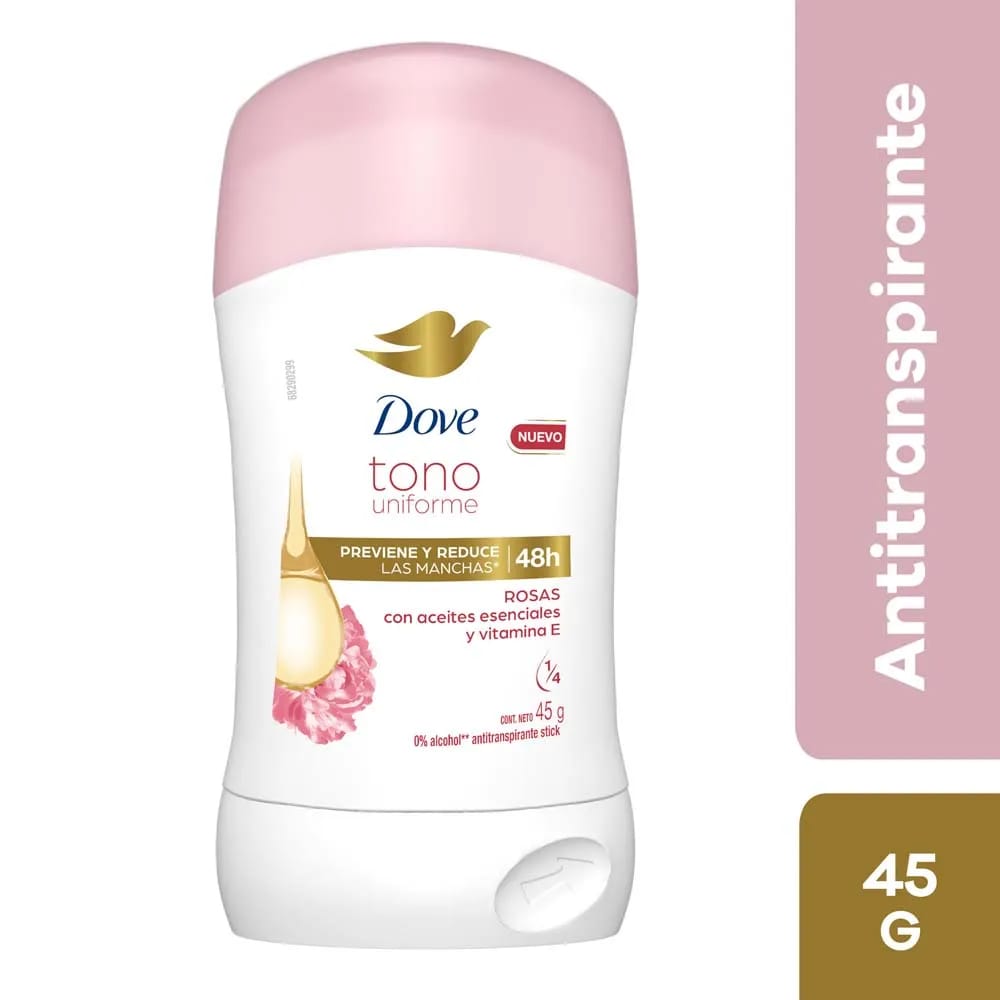 Desodorante para Mujer en Barra DOVE Tono Uniforme Rosas Frasco 45g