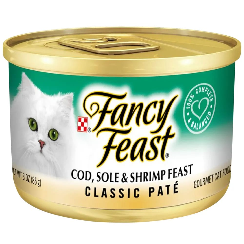 Alimento Húmedo para Gato FANCY FEAST Sabor Bacalao, Lenguado y Camarón Lata 85g