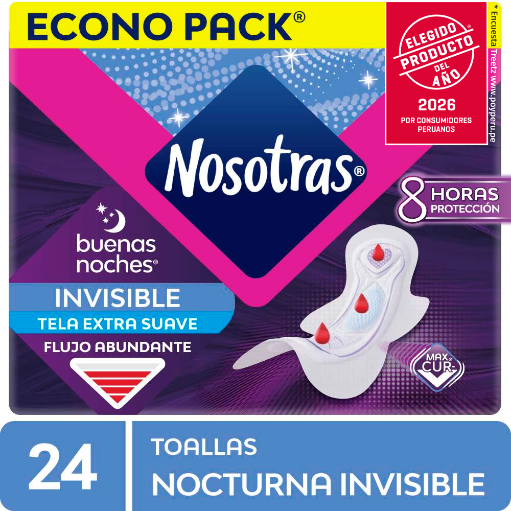 Toallas Higiénicas NOSOTRAS Buenas Noches Invisible Paquete 24un