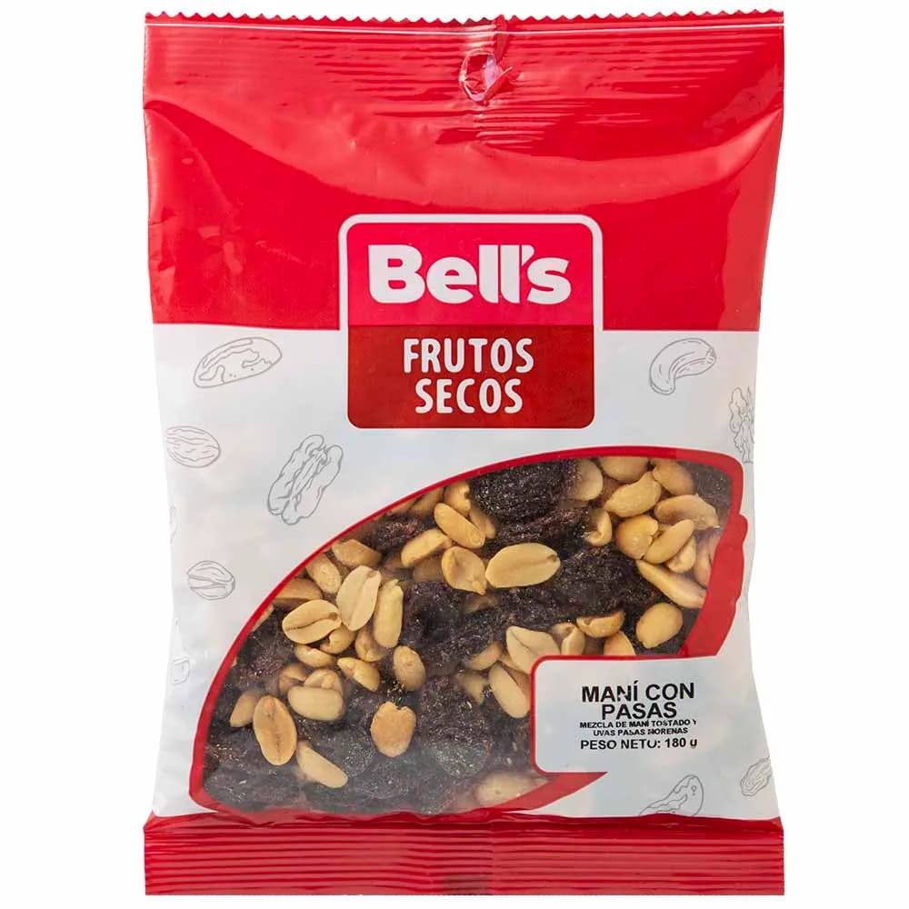Piqueo BELL'S Maní con pasas Bolsa 180Gr