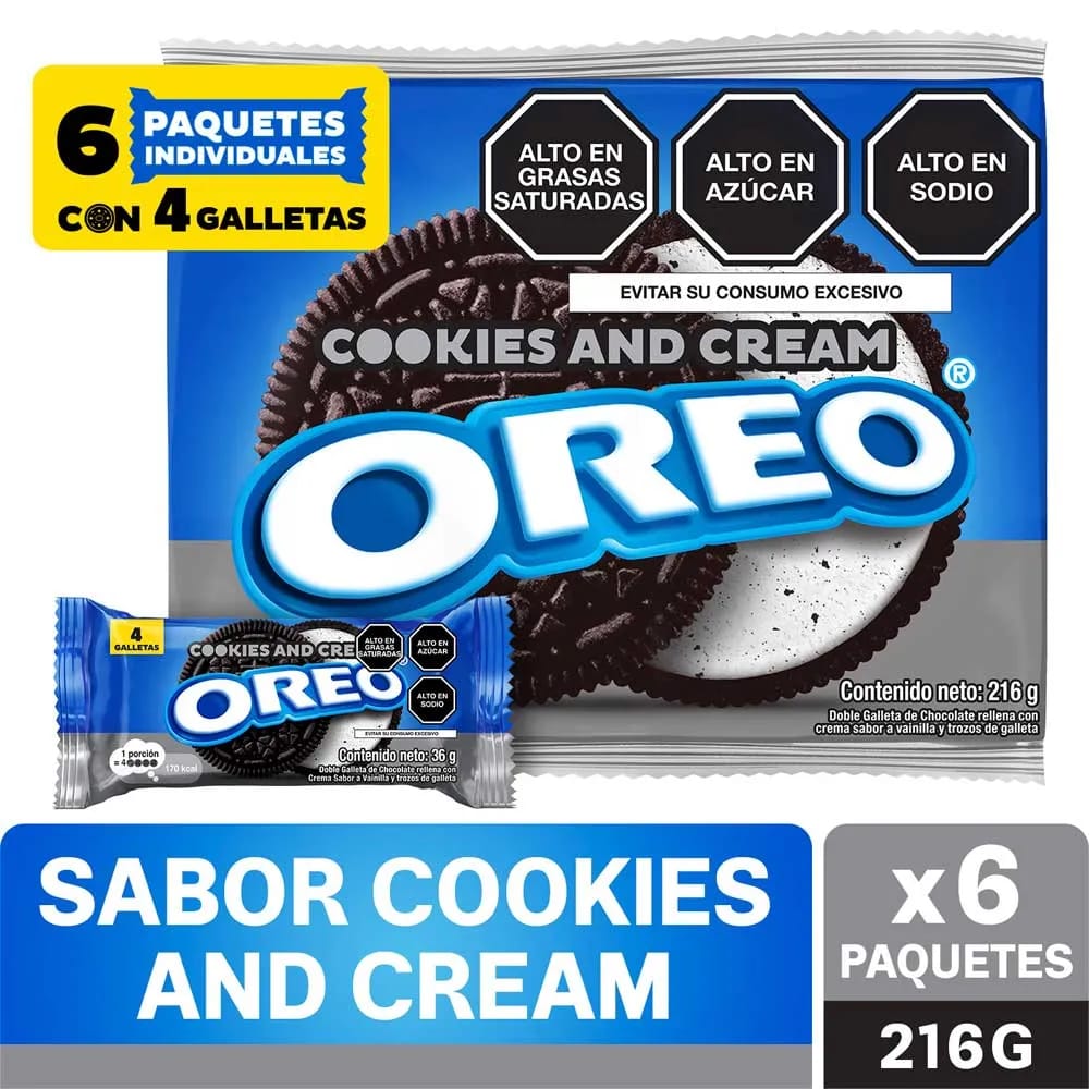 Galleta NABISCO Oreo Cookies & Cream Paquete 6un