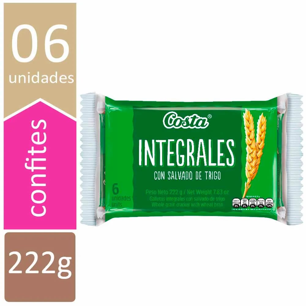 Galletas Integrales COSTA con Salvado de Trigo Paquete 6un