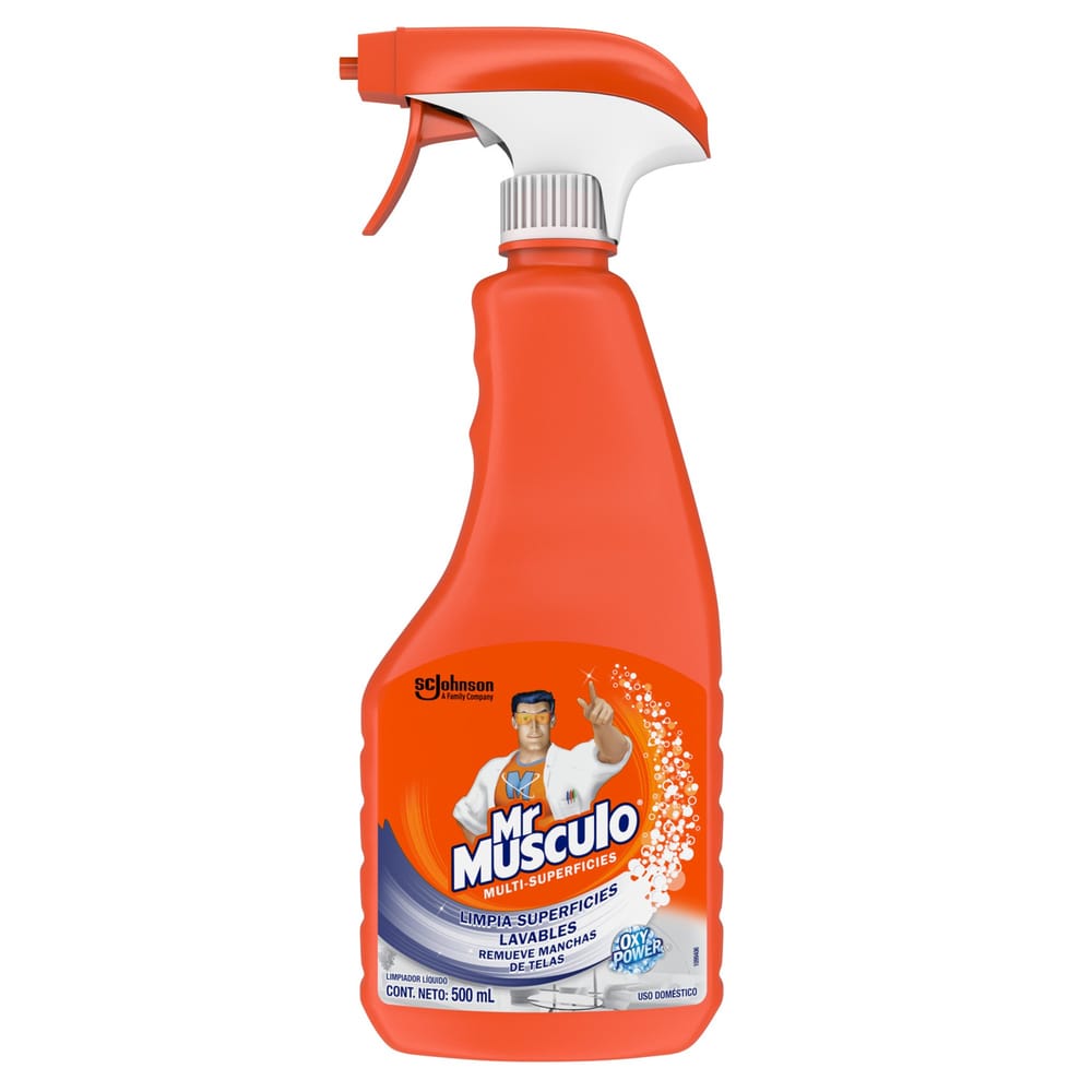 Limpia Superficies Lavables MR. MÚSCULO Remueve Manchas de Tela Botella 500ml