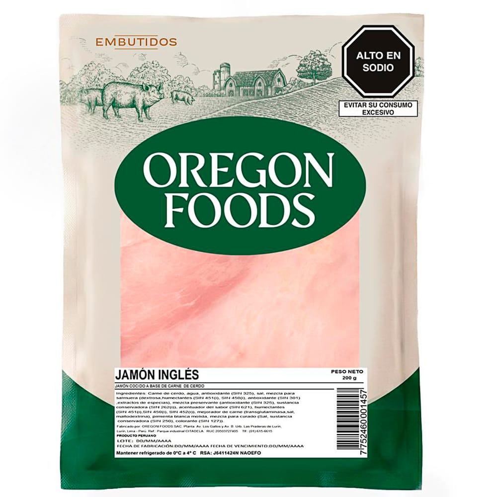 Jamón Inglés OREGON FOOD'S Paquete 200g