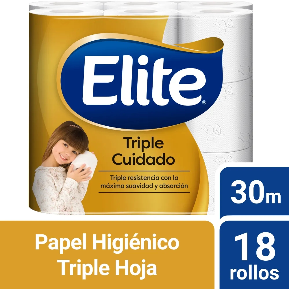 Papel Higiénico ELITE Triple Cuidado Paquete 18un