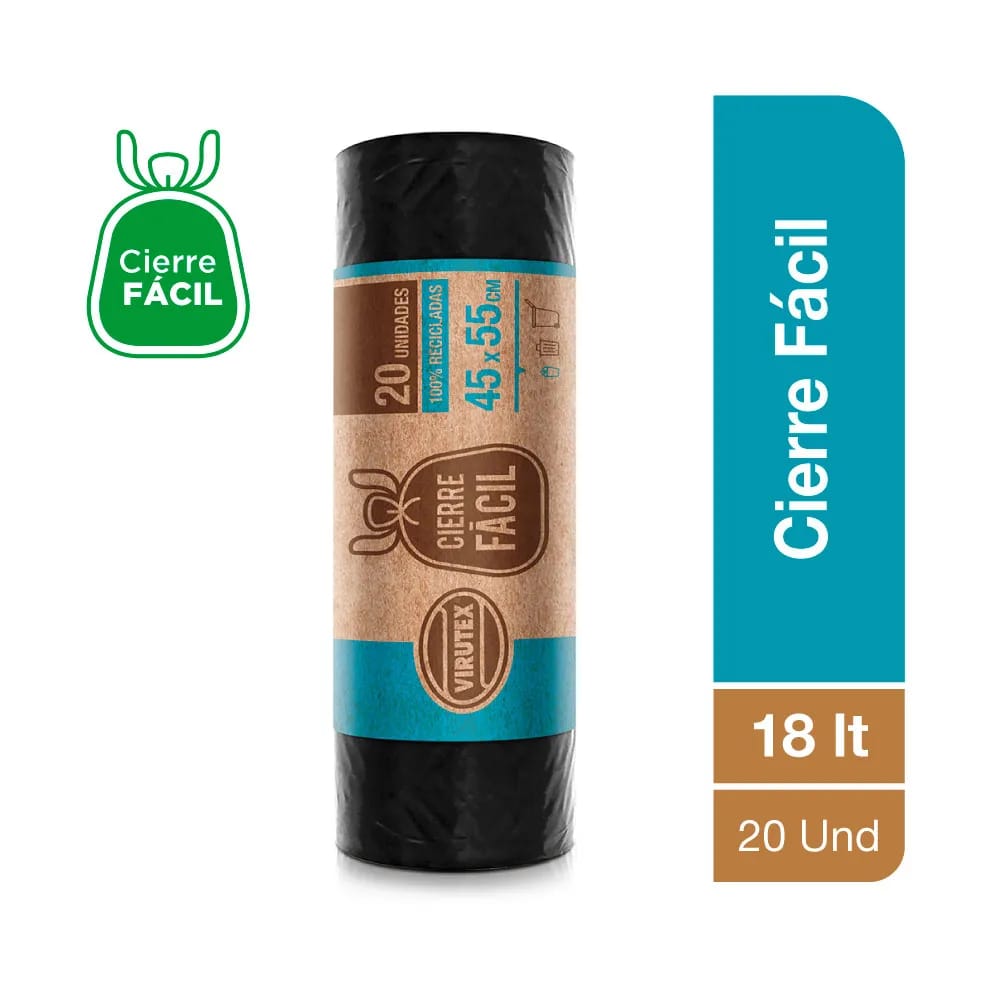 Bolsa para Basura 18L x20un VIRUTEX Cierre Fácil