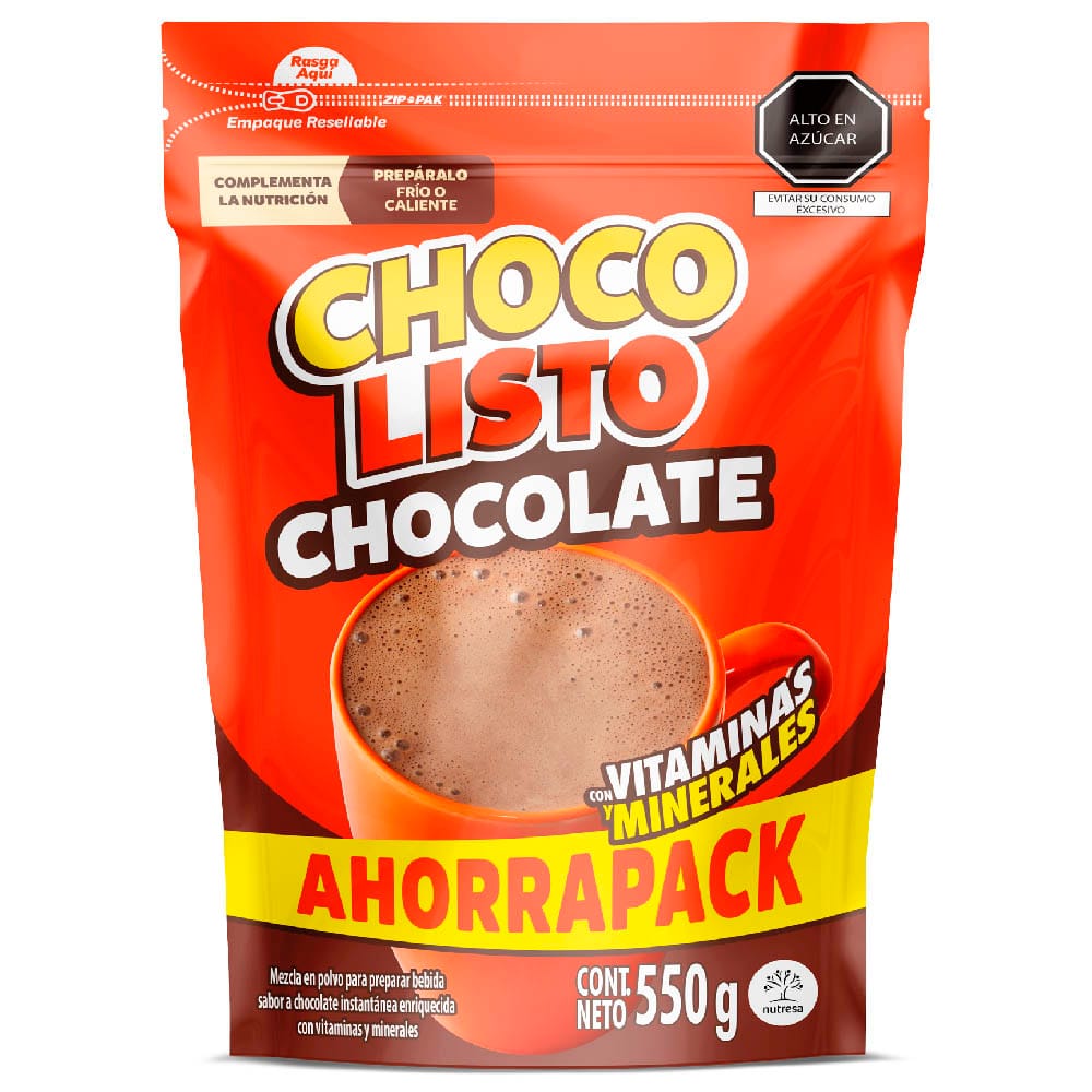 Fortificante en Polvo CHOCOLISTO Chocolate Instantáneo Doypack 550g