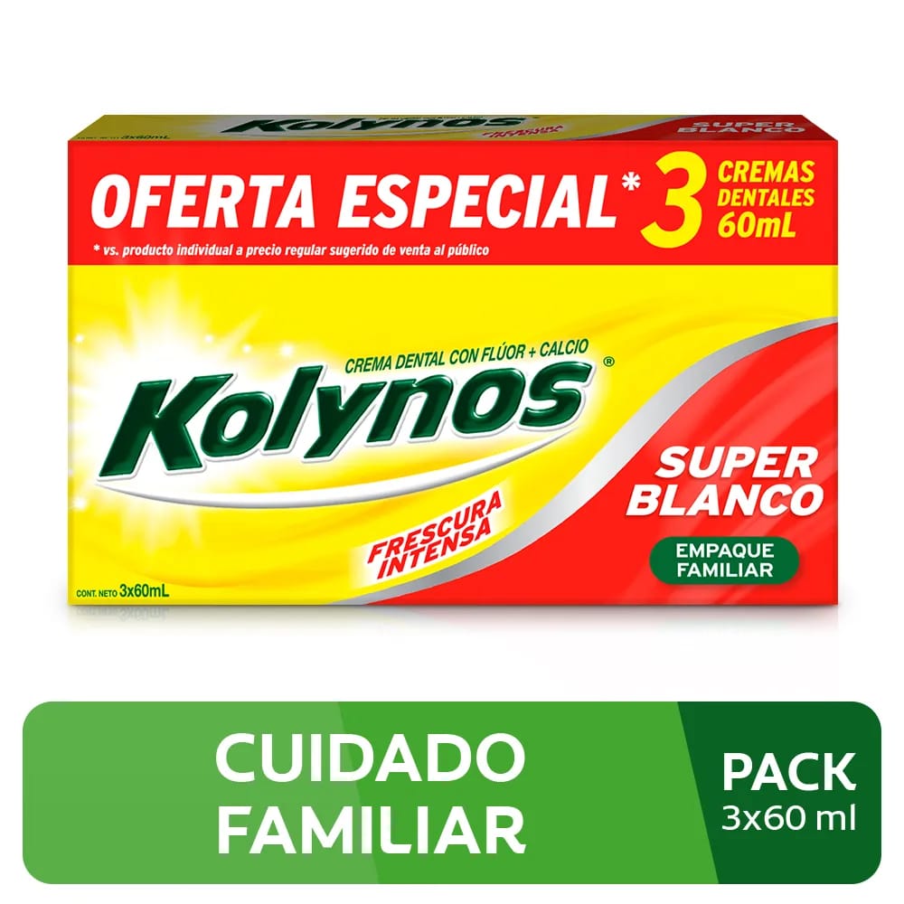 Pack Crema Dental KOLYNOS Super Blanco Paquete 180ml
