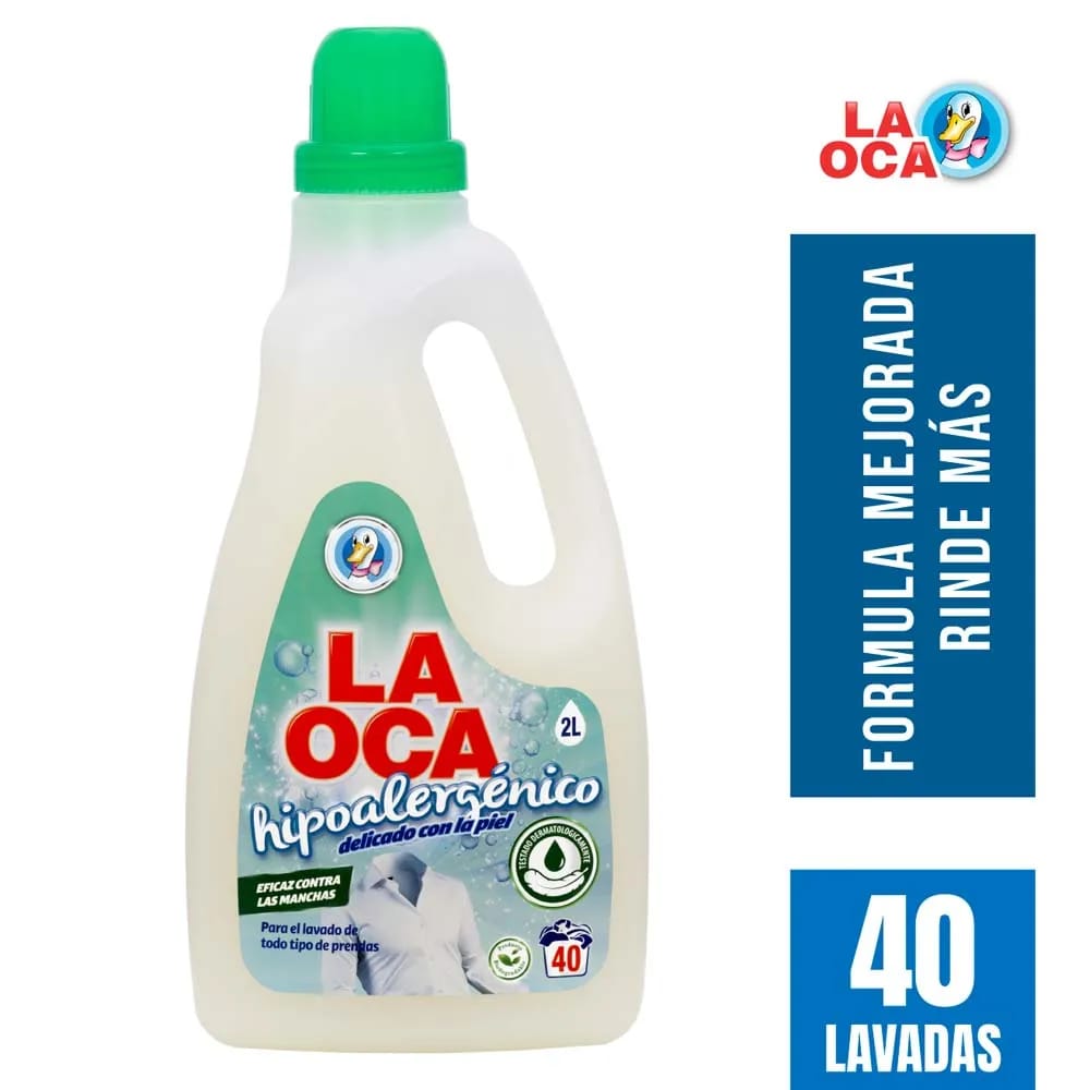 Detergente Líquido LA OCA Hipoalergénico Botella 2L