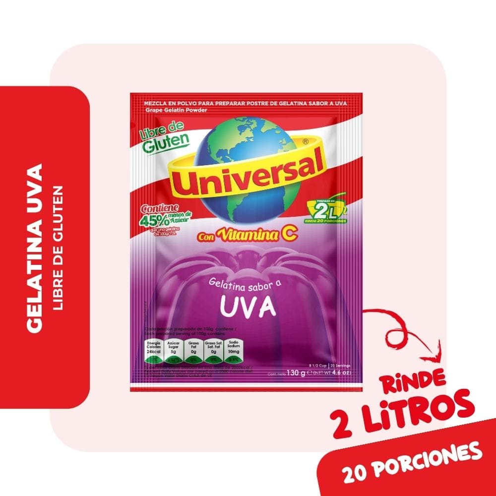 Gelatina UNIVERSAL Sabor a Uva Bolsa 130g