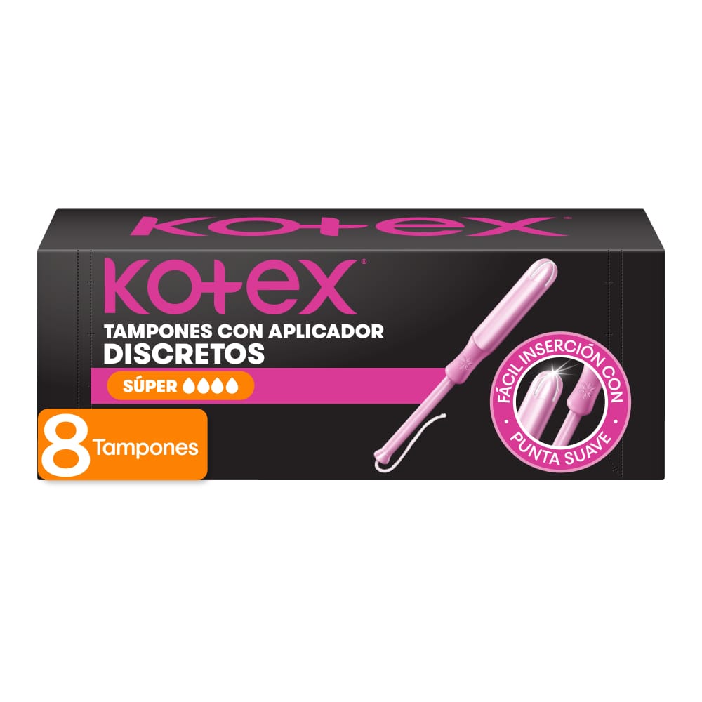 Tampones KOTEX Super con Aplicador Paquete 8un