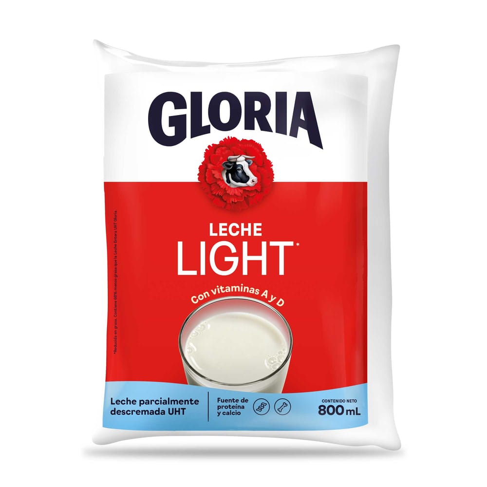 Leche Light UHT GLORIA Bolsa 800ml