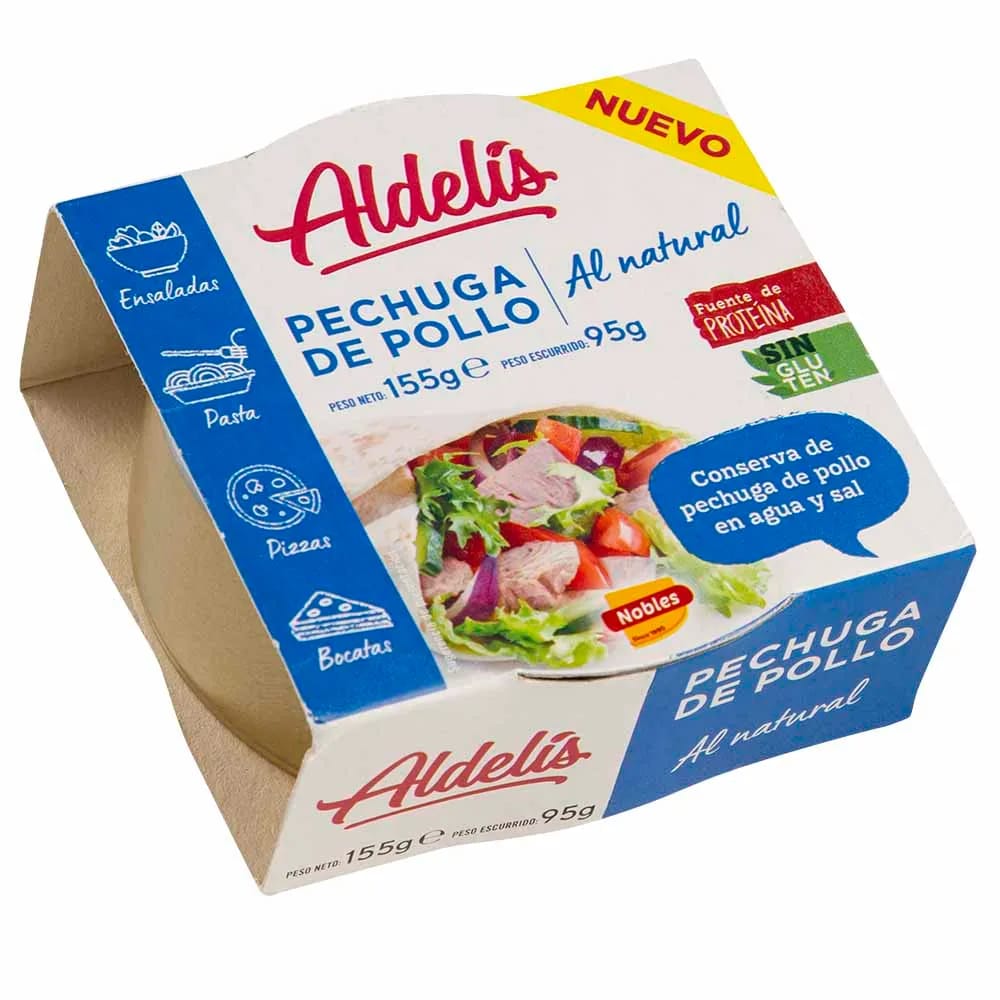 Conserva de Pechuga de Pollo ALDELÍS en Agua y Sal Lata 155g