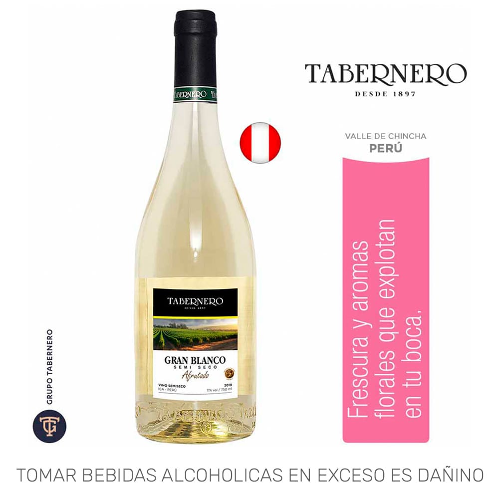 Vino TABERNERO Gran Blanco Semi Seco Botella 750ml