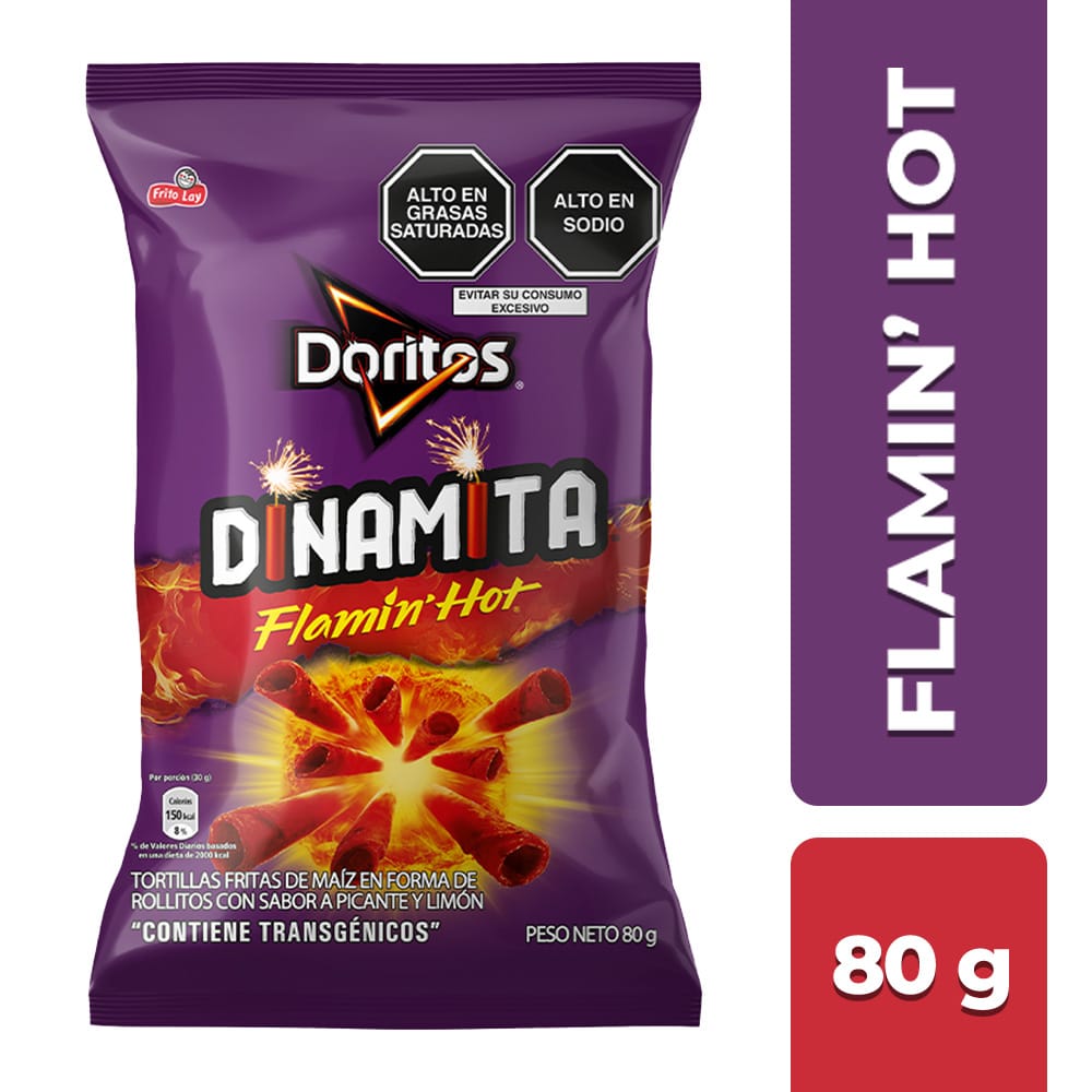 Tortilla Chips DORITOS Dinamita Flamin' Hot Bolsa 80g