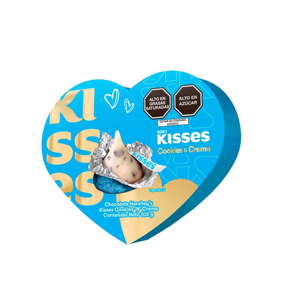 Chocolate HERSHEY'S Kisses Corazón Cookies & Creme Caja 102g