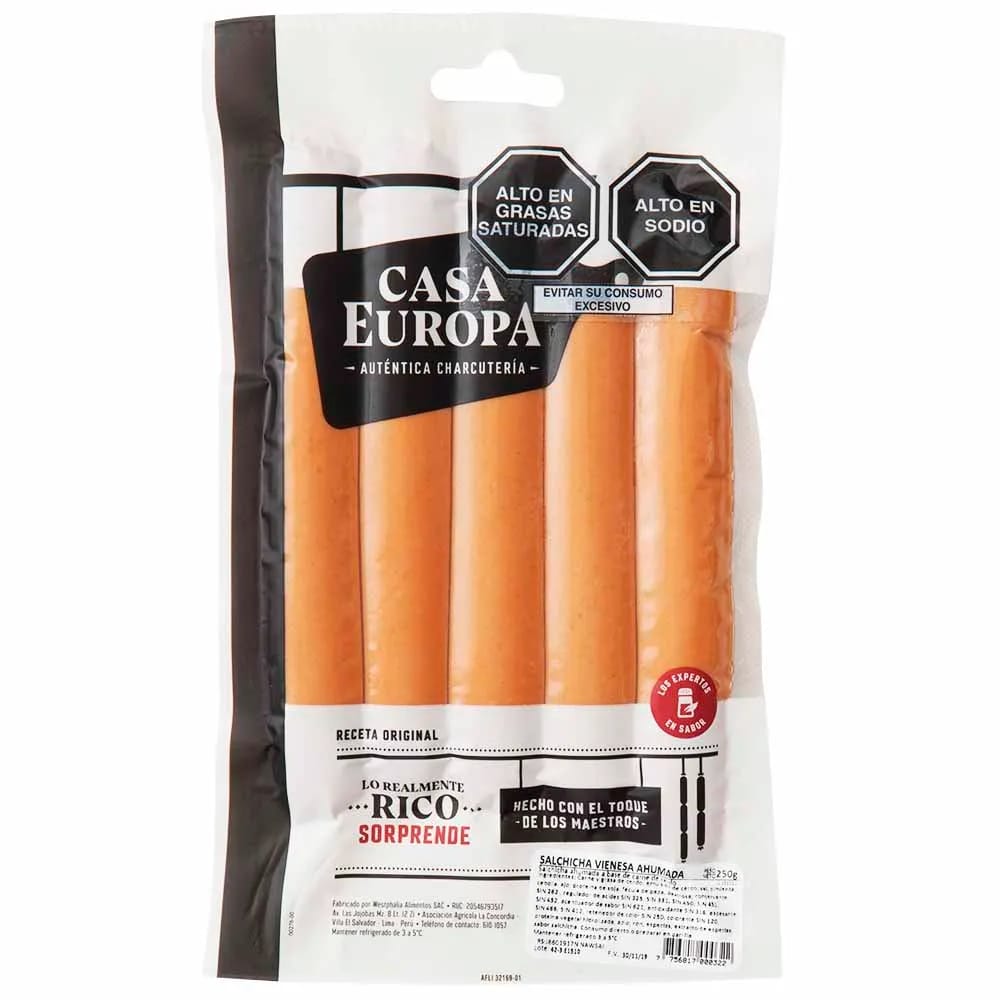 Salchicha Vienesa Ahumada CASA EUROPA Paquete 250g