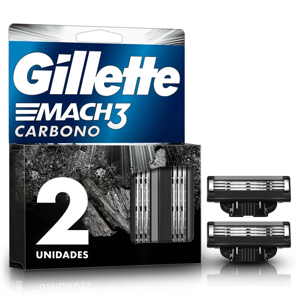 Repuestos de Afeitadora Recargable GILLETTE Mach3 Carbono Caja 2un