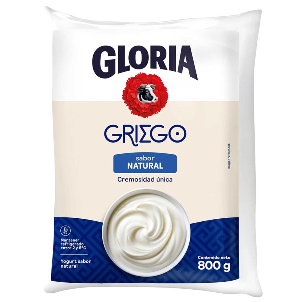 Yogurt Batido GLORIA Griego Sabor Natural Bolsa 800g