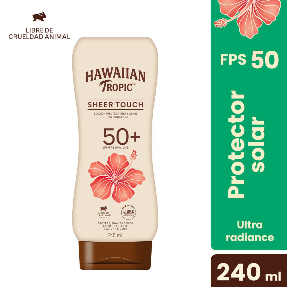 Protector Solar Facial HAWAIIAN TROPIC Sheer FPS50+ Frasco 240ml