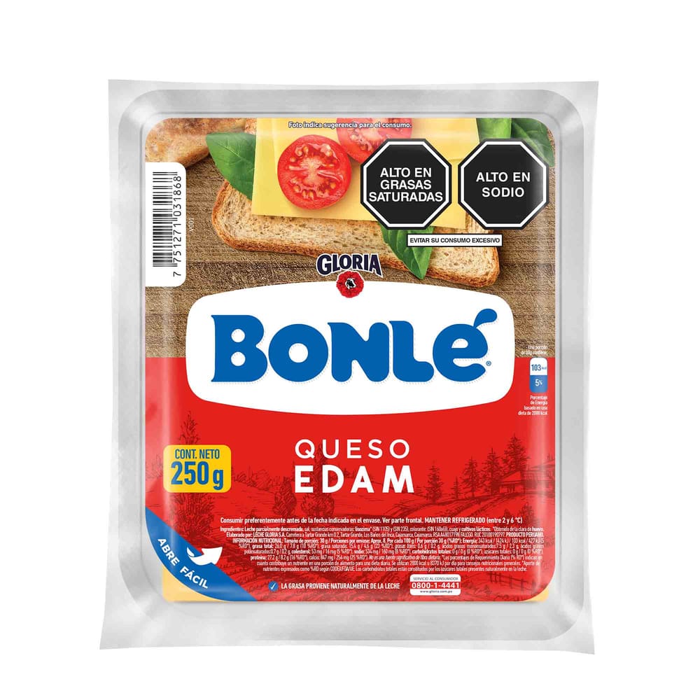 Queso Edam BONLÉ Paquete 250g