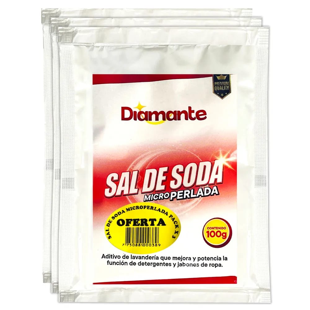 Aditivo de Lavandería DIAMANTE Sal de Soda Microperlada Sobre 100g Paquete 3un