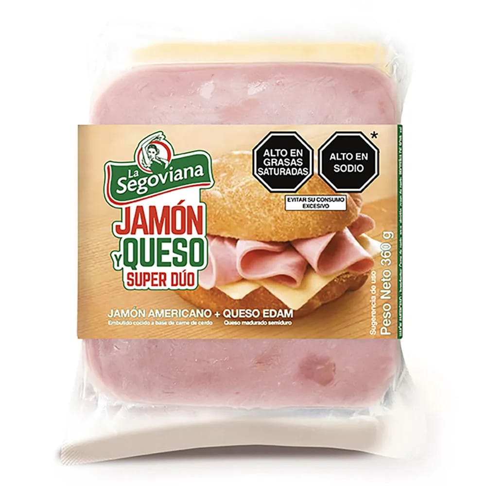 Pack LA SEGOVIANA Jamón Americano y Queso Edam Paquete 360g