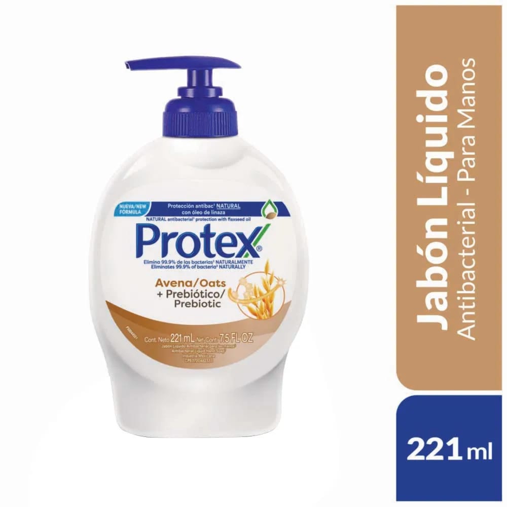 Jabón Líquido Antibacterial PROTEX Avena 221ml