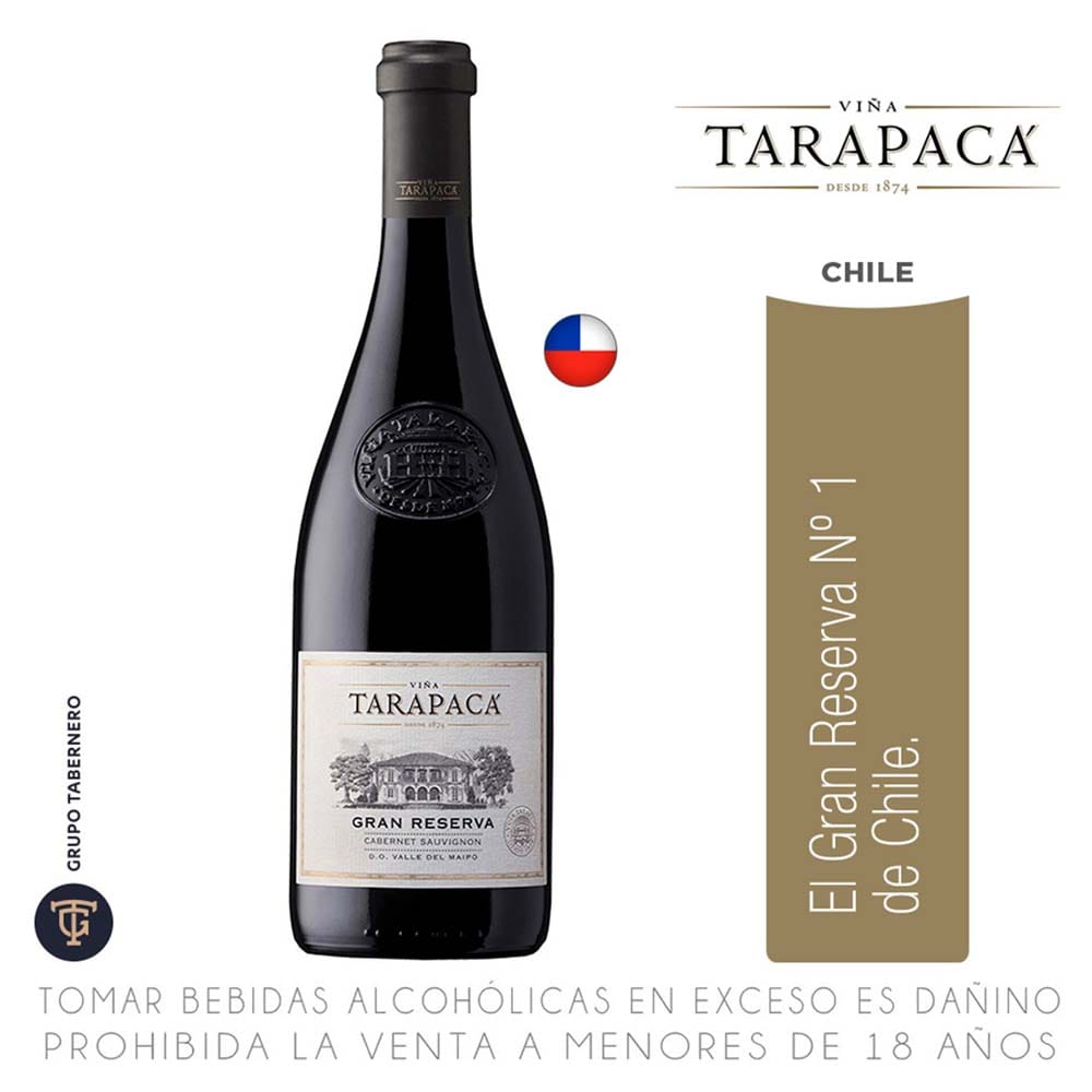 Vino TARAPACA Cabernet Sauvignon Gran Reserva Botella 750ml