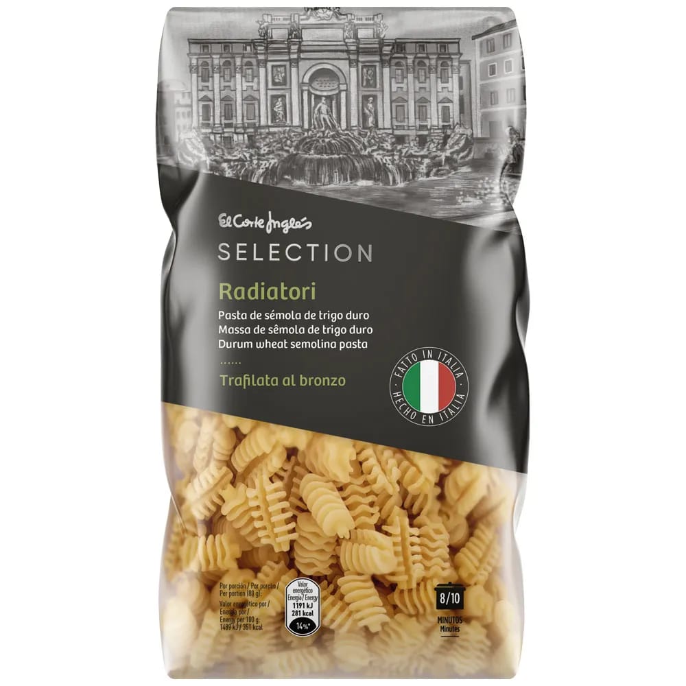 Pasta Radiatori EL CORTE INGLÉS Selection Bolsa 500g