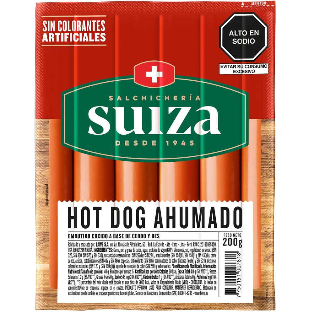 Hot Dog Ahumado SALCHICHERÍA AHUMADO Paquete 200g