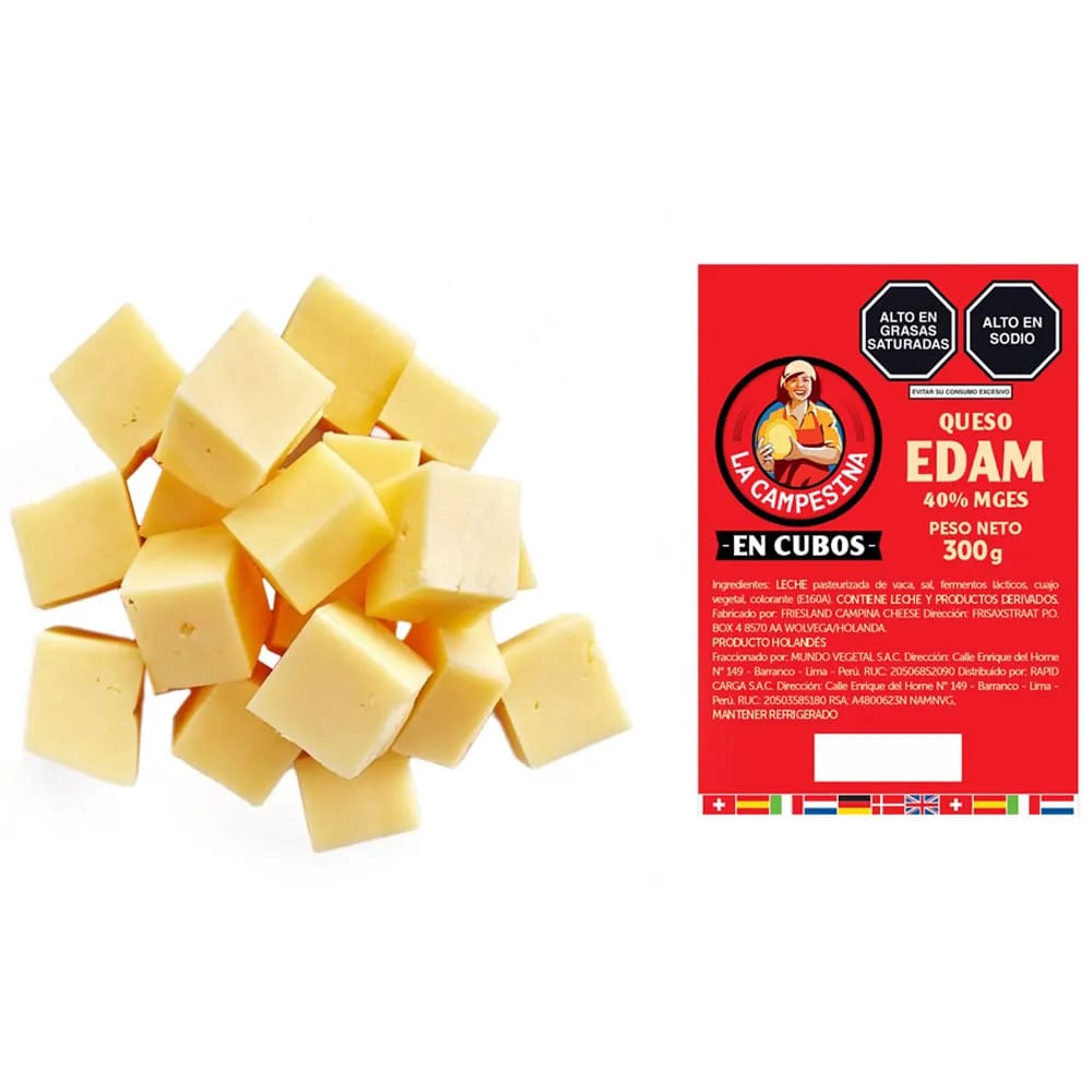 Queso Edam en Cubos LA CAMPESINA Paquete 300g