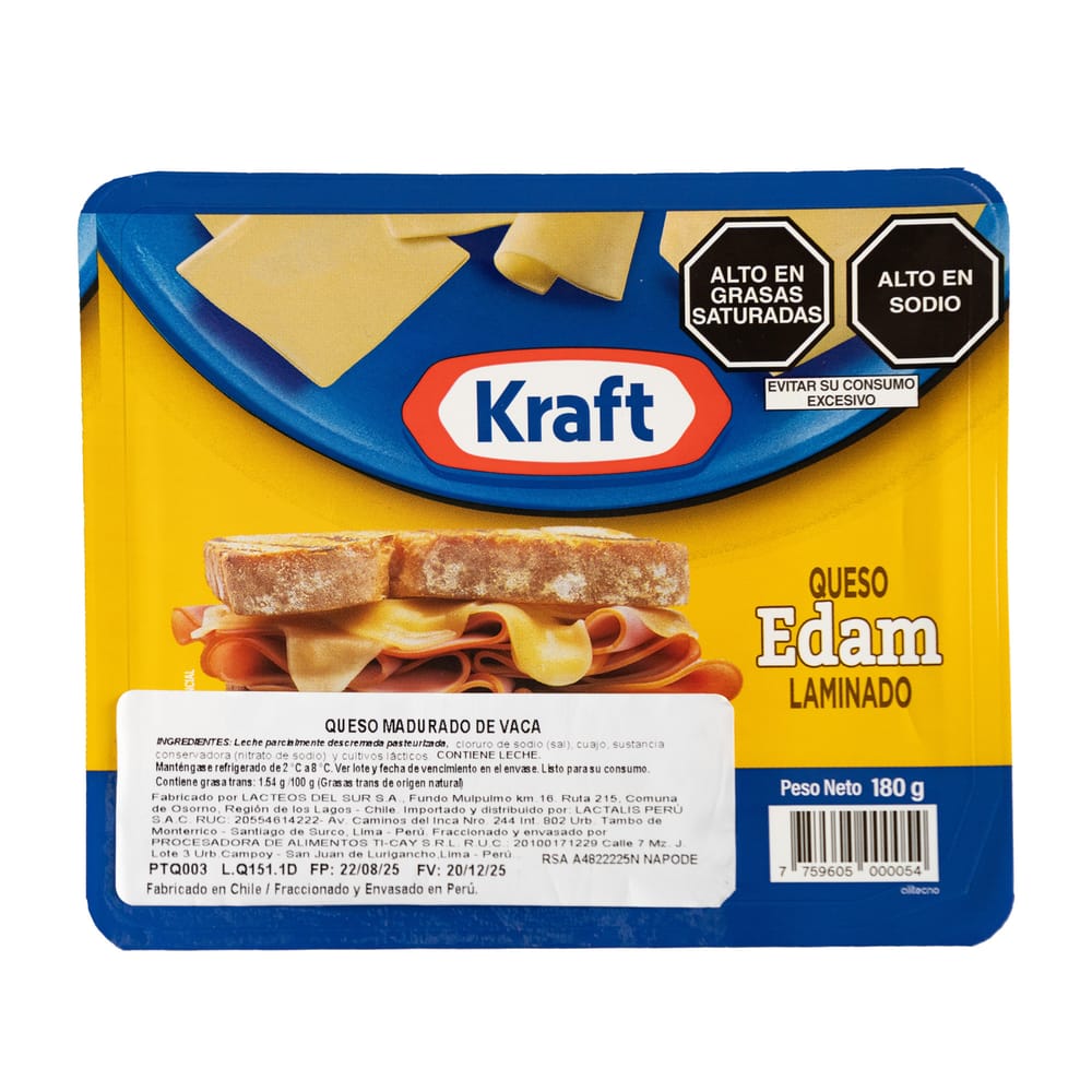 Queso Edam KRAFT Paquete 180g