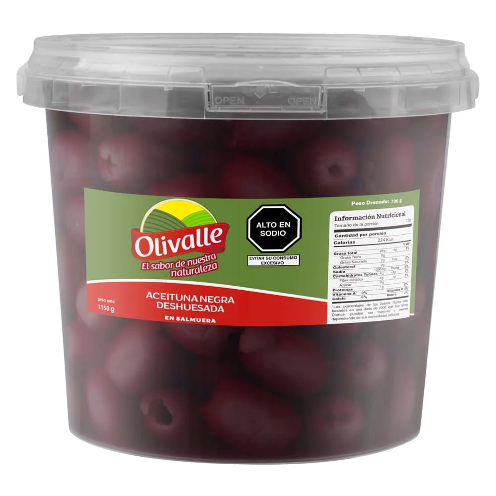 Aceituna Negra Deshuesada OLIVALLE Balde 700g