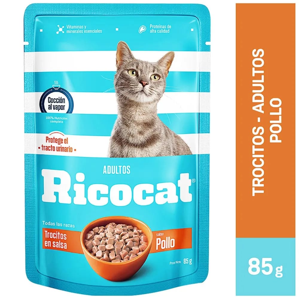 Alimento Húmedo para Gato RICOCAT Adulto Sabor Pollo Pouch 85g