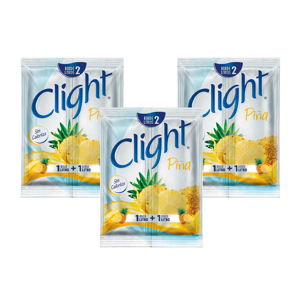 Pack Bebida Instantánea en Polvo CLIGHT Sin Calorías Sabor Piña en Sobre 14g x 3un