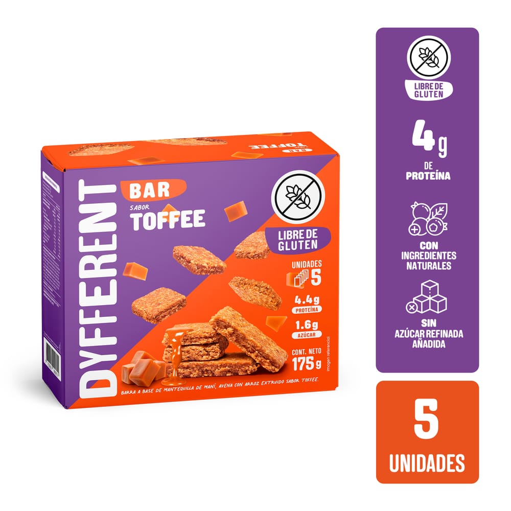 Cereal en Barra DYFFERENT Toffee Caja 175g