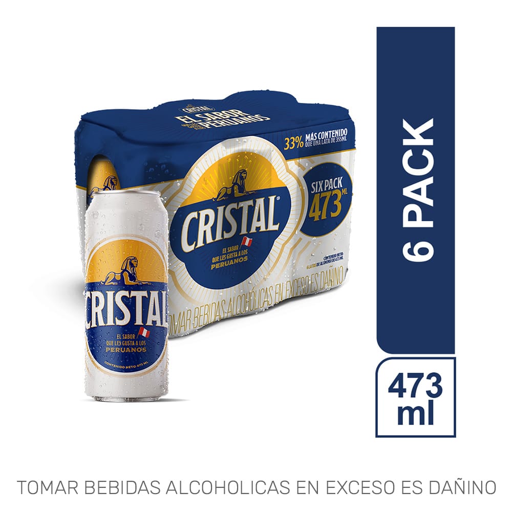 Cerveza CRISTAL 6 Pack Lata 473ml