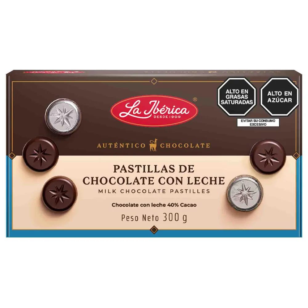 Chocolate LA IBÉRICA PASTILLAS DE LECHE De leche en pastillas Caja 300g