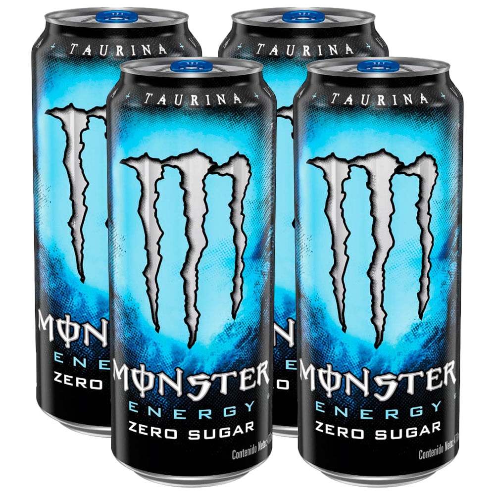 Pack Bebida Energizante MONSTER Zero Sugar Lata 473ml Paquete 4un