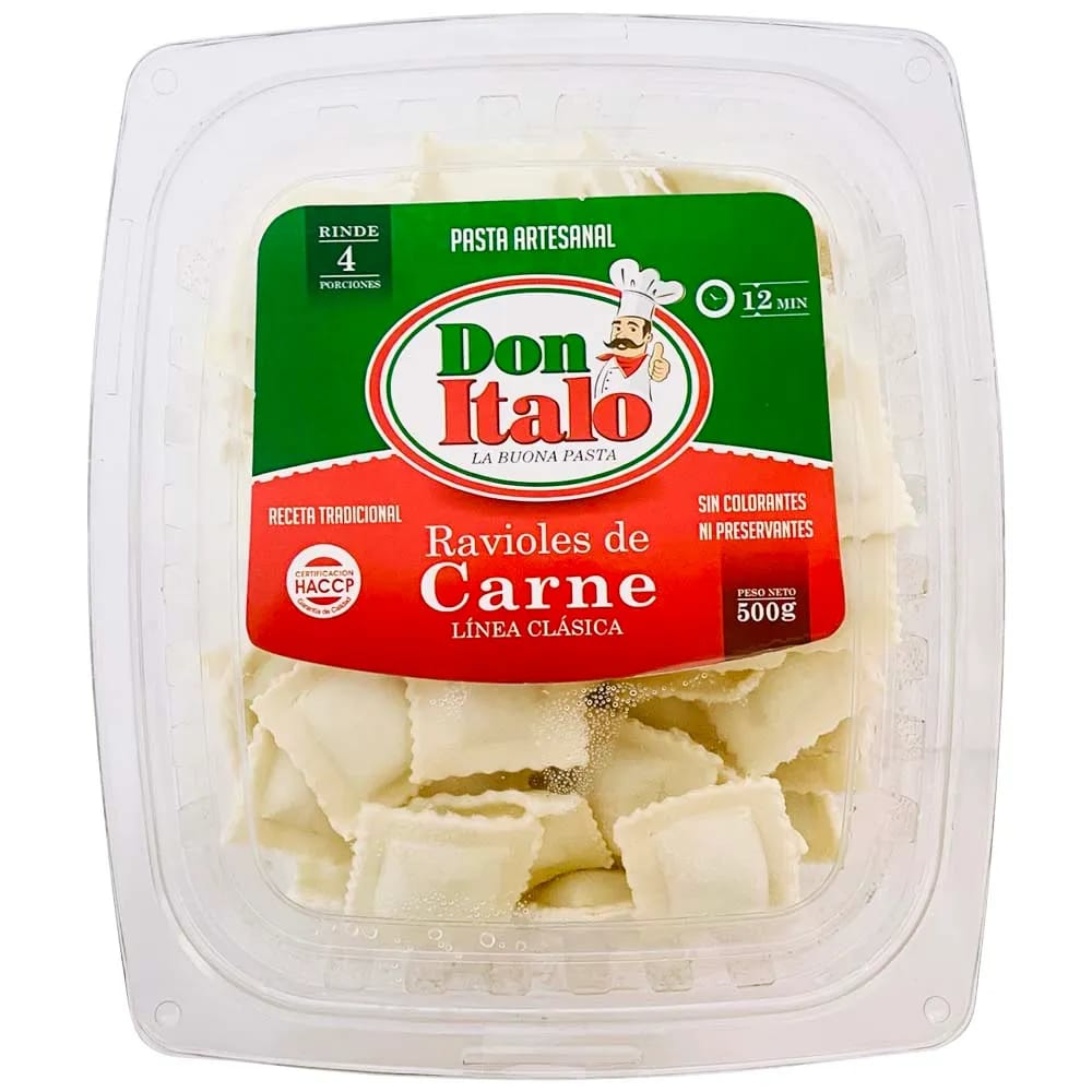 Ravioles DON ITALO De carne Bandeja 500Gr