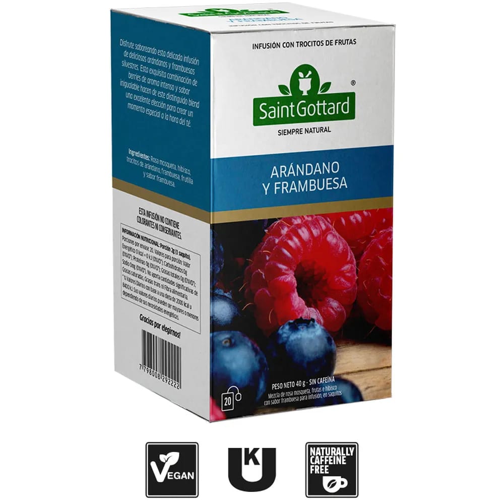 Infusiones SAINT GOTTARD Arandano frambuesa Caja 20Un