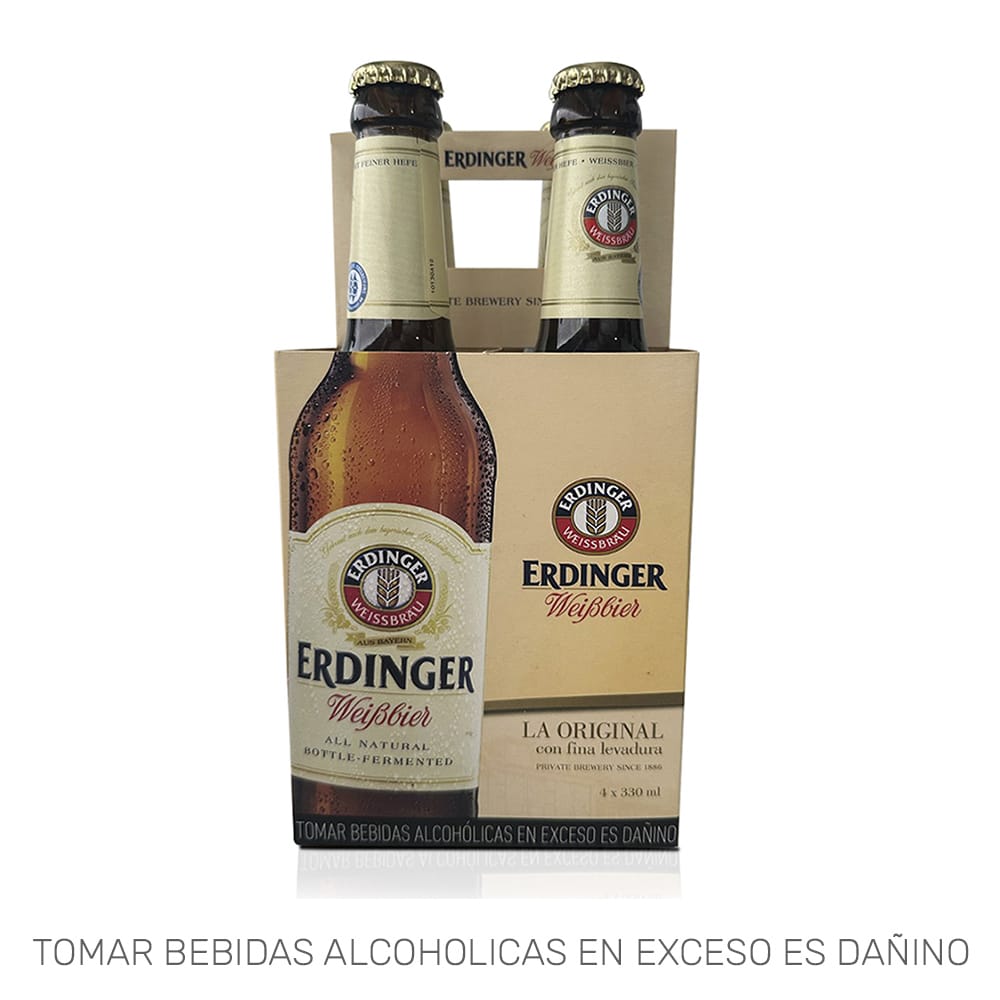 Cerveza ERDINGER Weissbier Botella 330ml Paquete 4un