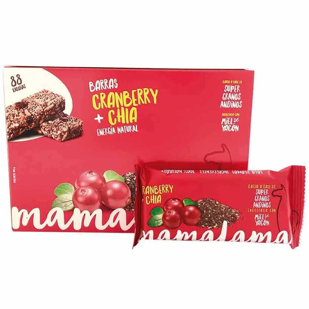 Barra Energética MAMALAMA Cranberry y Chía Caja 5un